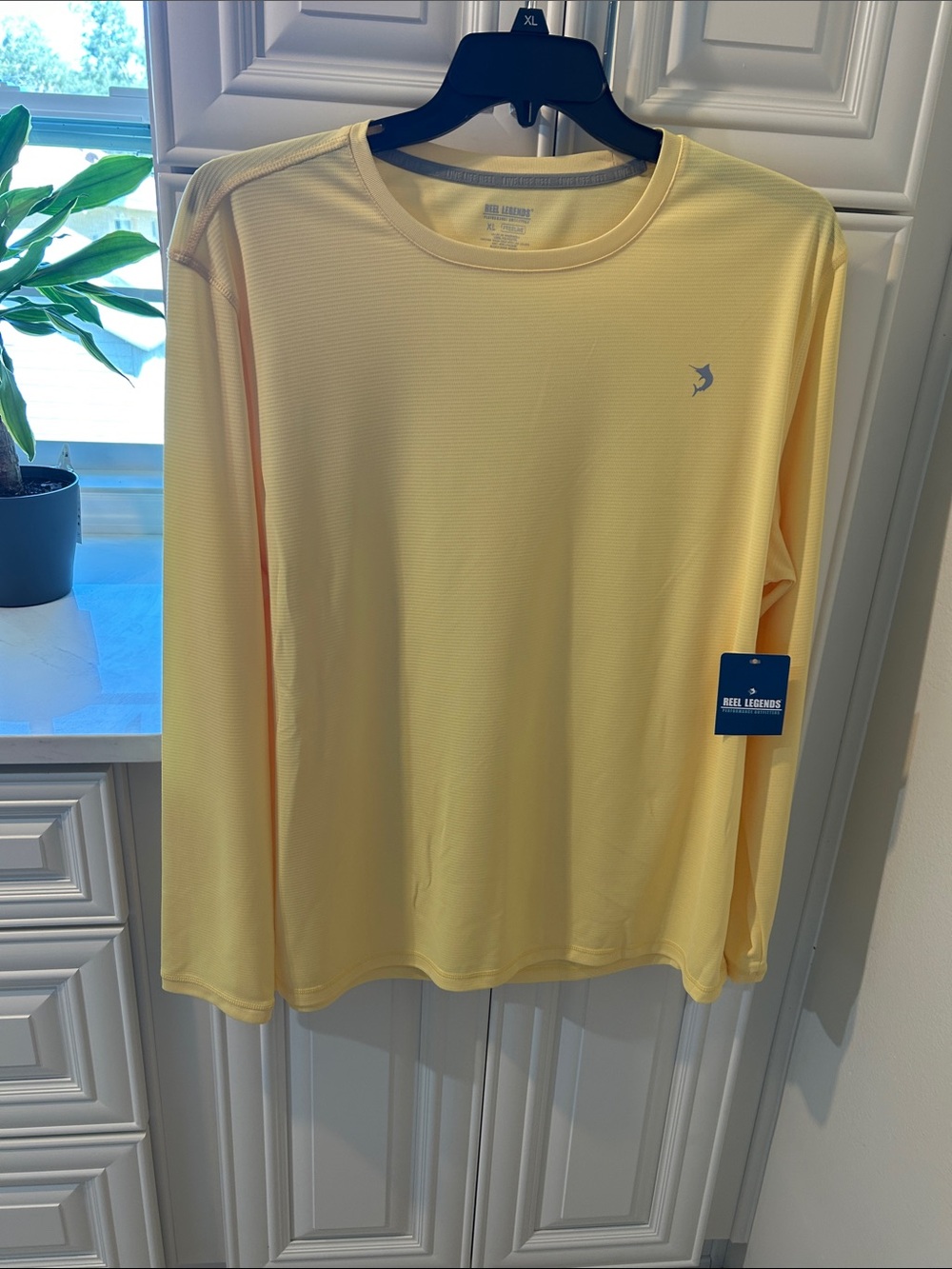 Reel Legends Men's Long Sleeve Performance Tee in Pale Yellow
